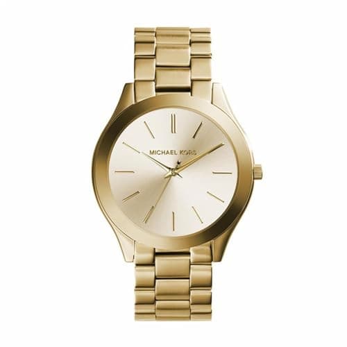 Michael Kors - Slim Runway Three Hand con Correa de Acero Inoxidable en Tono Dorado para Mujer MK3179