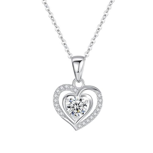 HinDaLi Collana Argento 925 Cuore Zirconia Cubica - Gioiello Elegante per Ragazze e Bambine
