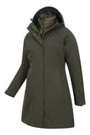 Mountain Warehouse Alaskan Womens 3 In 1 Long Jacket - Waterproof, Breathable & Adjustable Raincoat with Detachable Inner Coat & Taped Seams -For, Rain & Outdoors Khaki Women's Size 14 - 6