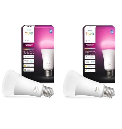 Philips Hue 2er Pack intelligente weiße und farbige Ambiance 1600 A67 E27 | Extra helle LED-Lampen mit variabler Intensität, 16 Mio. Farben, App- und Sprachsteuerung, funktioniert mit