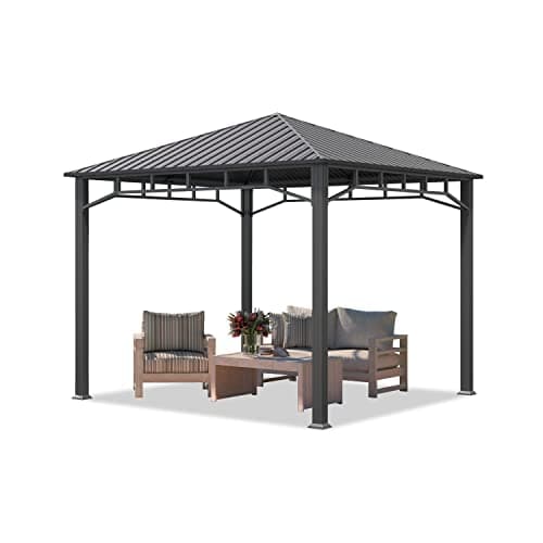 TOOLPORT Gazebo da giardino 3x3 m tetto hardtop in acciaio senza teli laterali, profilo ca. 90x90 mm