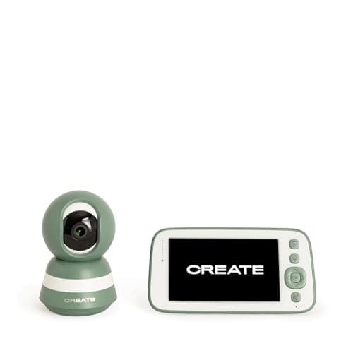 CREATE / Baby CAM Connect Pro/Cámara de vigilancia para bebés con WiFi y Monitor Verde Sage/Audio bidireccional. Video visión Nocturna. sensores de Actividad. 7 Canciones.5W