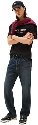 Tommy Jeans Uomo T-Shirt Maniche Corte Tee Regular Fit, Nero (Black), L - 5