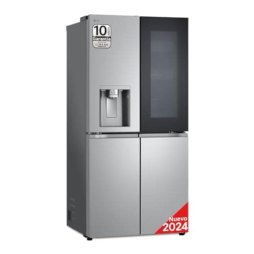 LG GMG861MBAE InstaView SLIM Multi-Door, Klasse E, 508 L, Kühlschrank mit Gefrierfach, Eis-, Crushed Ice- Wasserspender mit UVnano, Total NoFrost, Smart Inverter Kompressor, Wi-Fi, Farbe Metal Sorbet