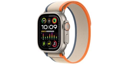 Apple Watch Ultra 2 GPS + Cellular 49 mm Smartwatch with Robusta Cassa in Titanio e Trail Loop Arancione/Beige - M/L. Fitness Tracker, GPS di precisione, tasto Azione, battery a lunghissima durata
