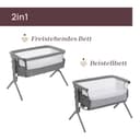 Chicco Next2Me Armonia Baby Beistellbett, aufklappbare Seitengitter, 11 Höhenstufen, höhenverstellbar von 66 bis 83 cm, 4 Rollen, hervorragende Luftzirkulation, grau - 2