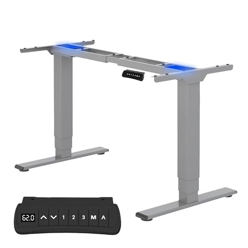 FLEXISPOT Höhenverstellbarer Schreibtisch Gestell, elektrisch mit 2 Motoren, 3-stufiges Tischgestell höhenverstellbar mit Memory-Steuerung & & Sitz-Erinnerung, bis 160 kg belastbar (Grau)