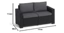 Allibert by Keter Gartenlounge Sofa California 2-Sitzer, graphit/cool grey, inkl. Sitz- und Rückenkissen, Kunststoff, runde Rattanoptik, 141x68x72 cm - 3