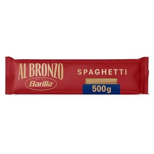 Barilla Pasta Al Bronzo Spaghetti 100% Grano Italiano, Pasta Trafilata Al Bronzo con Lavorazione al Bronzo Grezzo, Ruvidità Intensa, Formato Spesso e Corposo, Alta Tenuta di Sugo e Cottura, 500 g