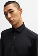 HUGO Camicia da uomo Kenno slim fit in jersey elasticizzato, Nero , 38 - 5