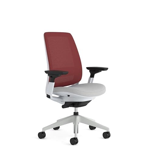 Steelcase Series 2 Ergonomic Office Chair With LiveBack Lumbar Support And 4D Armests Scarlet/Grey; Made in Europe