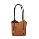 Damentasche mit Griffen und umwandelbar in einen Rucksack aus echtem Leder mit Straußenprägung. Italienisches Handwerksprodukt. Hergestellt in Italien GLX22300523FBG-06_CUOIO_20_BLACK 28x25x9 cm - 4