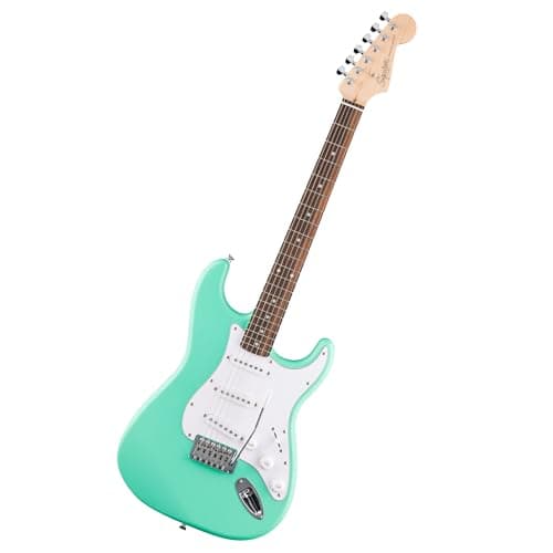 Squier by Fender Debut Collection Stratocaster Electric Guitar, Laurel Fingerboard, White Pickguard, Seafoam Green