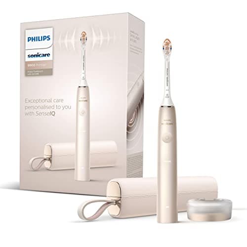 Philips Sonicare DiamondClean Prestige 9900 Electric Sonic Toothbrush with 1x A3 Premium All-in-One Brush Head and Charging Case in Champagne (Model HX9992/11)