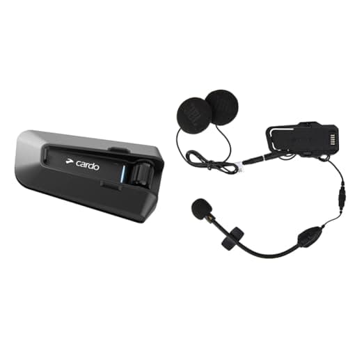 Cardo PACKTALK Edge Motorcycle Bluetooth Communication System Headset Intercom - Twin Pack & Unisex 2ND Helmet Packtalk Edge 2nd Helmet Kit JBL, Black, One Size