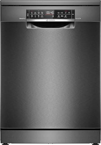 Bosch SMS6ECC12E, Series 6, Smart Dishwasher Freestanding, 60 cm, Cutlery Drawer, Dishwasher Made in Germany, Extra Quiet, Extra Drying, Strong Cleaning, Anti-Fingerprint, Black