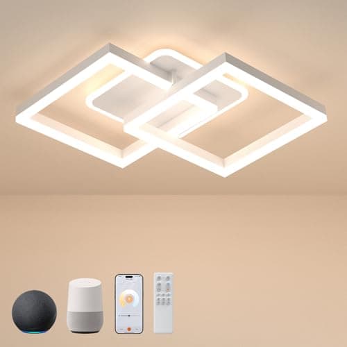 ANTENLICHT LED Deckenleuchte Wohnzimmerlampe Kompatibel mit Alexa und Google Assistant, 40W Deckenlampe Mit Fernbedienung APP Stufenlos Dimmbar 3000-6500K, für Esszimmer Schlafzimmer (Weiß)