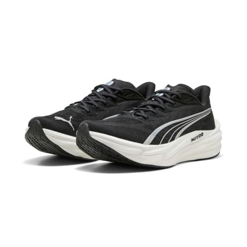 PUMA Men's Deviate Nitro 4 Running Shoes, Puma Black-puma White-puma Silver, 7