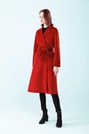 Giacca in cashmere europea e americana a maniche lunghe tinta unita lunga fatta a mano cappotto da donna in lana bifacciale 1 L - 3