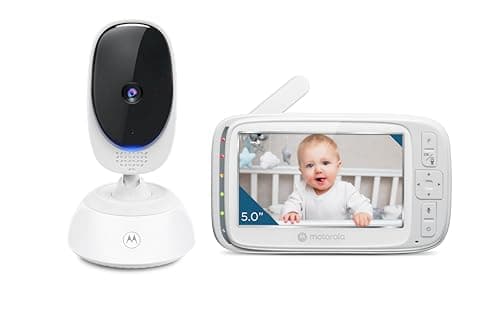 Motorola Nursery VM75 Cámara Vigilancia de Bebé - Vigilabebés con Unidad de Padres de 5 Pulgadas, Visión Nocturna Infrarroja, Zoom Digital, Comunicación Bidireccional y Canciones de Cuna