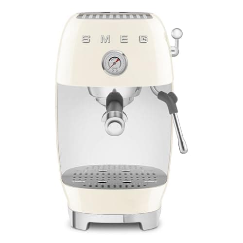 Smeg, Manuelle Espressomaschine ECF03CREU, Thermoblock, Cold Brew Funktion, Dampflanze und Manometer, 1,4 L Tank, 1650 W, Creme