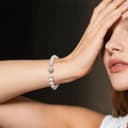 FEIKFEIZ Perlenarmband mit Moissanit, 2CT laborgezüchtete Moissanit-Diamanten, rhodiniertes Gold, verstellbares Armband aus Süßwasserperlen, silbernes Armband, Geschenk für Damen. - 2