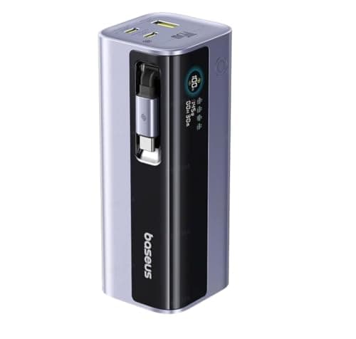 Baseus EnerGeek Powerbank Batteria esterna da 145 W da 20000 mAh con cavo USB-C retrattile da 60 cm per laptop, iPhone 16/15, MacBook e ricarica multipla