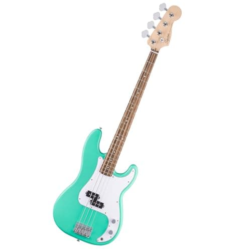 Squier by Fender Debut Collection Precision Bass, Diapasón de Laurel, Golpeador Blanco, Seafoam Green