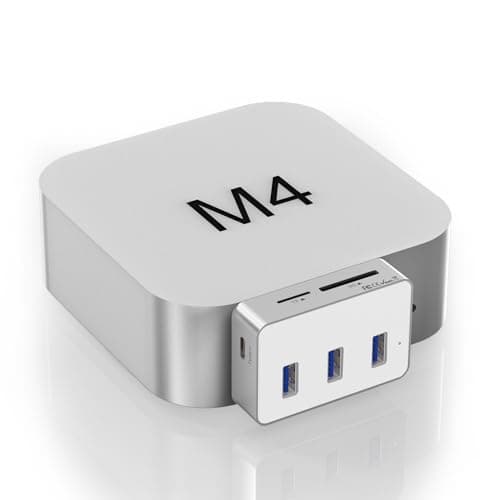 Dock compatto per Mac mini M4 | 3 porte USB 3.0 (5 Gbps) + 10 Gbps tipo C | lettore di schede SD/TF | estensione Mac mini M4 Hub