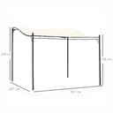 Outsunny Cenador de Jardín 3x3 m Pérgola con Toldo y 16 Orificios de Drenaje para Patio Terraza Metal y Poliéster 180 g/m² Resistente Crema - 7