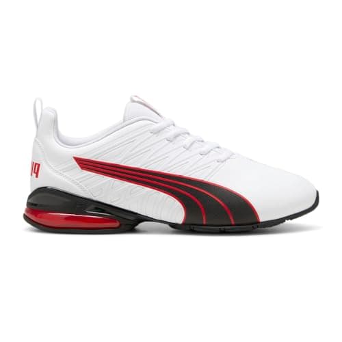 PUMA Voltaic Evo Fast - Zapatillas deportivas para correr, color negro, rojo y blanco, Negro, Rojo, 44 EU