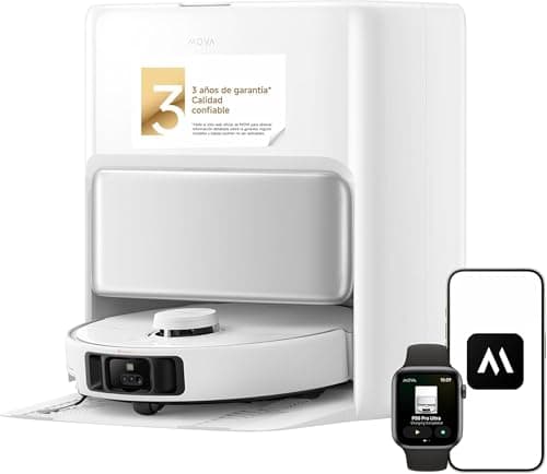 Mova P50Pro Ultra Robot Fregasuelos y Aspirador, 19000Pa Autovaciado Autolimpieza, Agua Caliente 75℃, Mopa Extensible, Navegación LDS+IA RGB, Evita Obstáculos (Iteración P10Pro)