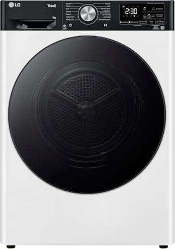 LG RH90V9LVEN Asciugatrice Smart a Carica Frontale 9kg, Serie V9, Classe C, Condensazione con Pompa di calore DUAL Inverter, Eco Hybrid, Condensatore autopulente, Allergy Care, Wi-Fi, Bianca