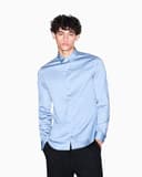 Armani Exchange Mens Long Sleeve Solid Slim Button Down Shirt, Faded Denim, XXL - 4