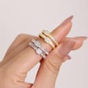 Meissa Anillo doble de mujer de plata 925 ajustable diseño ancho y apilable con circonita joyería elegante en oro y plata regalo para aniversario cumpleaños San Valentín anillo hecho a mano, Plata - 8