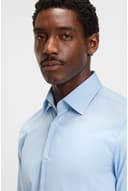 BOSS Herren H-HANK-C1-214 Slim-Fit Hemd aus elastischer Baumwoll-Popeline mit bügelleichtem Finish Hellblau 42 - 6