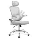 DEVAISE Sedia Ufficio Ergonomica con Supporto Lombare Regolabile, Funzione dondolante, Poggiatesta 3D Regolabile, Braccioli Ribaltabili a 90°, Schienale in Rete Traspirante – per Ufficio – Bianco - 1