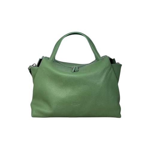 Cheval Firenze Borsa a Mano Algedi, Vera Pelle Made in Italy (Verde Salvia)