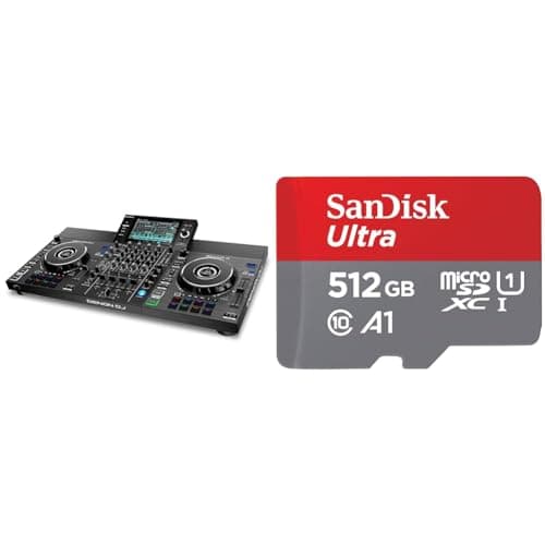 Denon DJ SC LIVE 4 - Standalone DJ-Controller, 4-Kanal Mixer & SanDisk Ultra Android microSDXC UHS-I Speicherkarte 512 GB + Adapter