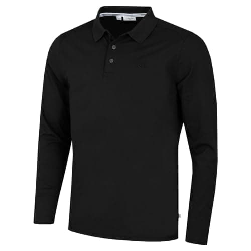 Calvin Klein Mens Long Sleeve Campus Polo Shirt - Black - L