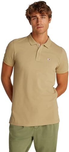 Tommy Jeans Tjm Slim Placket Polo Ext Dm0Dm20676, Polo a Maniche Corte, Uomo, Beige (Relic Tan), M