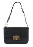Furla Leder Schultertasche Abendtasche Metropolis Shoulder Bag Nero schwarz - 1