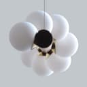 Azanaz Lampada a sospensione Legno Lampada da tavolo da pranzo Vintage,La trave di legno è lunga 120 cm, con 7 sfere di vetro - regolabile in altezza,Lampadario per Della Bar Sala da Pranzo - 7