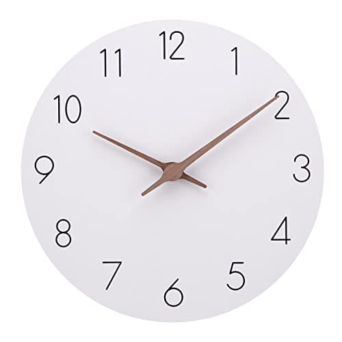 ACCSHINE MDF Holz Wanduhr Ohne TickgeräUsche Lautlos Modern 25cm Quarz Groß Batterie Betriebene Wanduhr Einfach zu Lesen für Zimmer Zuhause KüChe Schlafzimmer BüRo Schule (Weiß, 30cm)