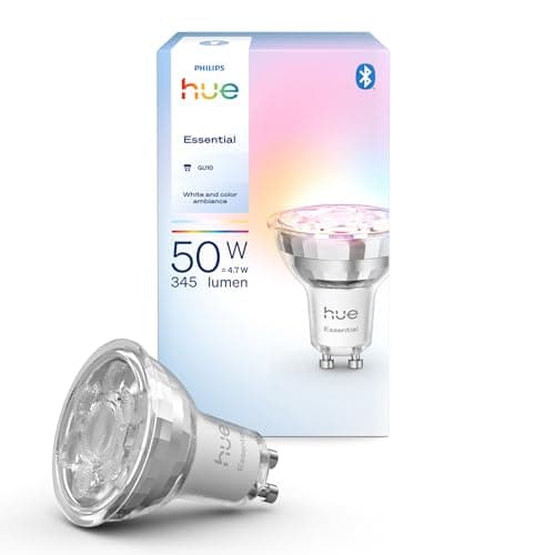 Philips Hue Foco GU10 Essential Smart LED, White and Color ambiance, 4,7 W, 2200 K-6500 K, 345 lúmenes, regulable, funciona con Alexa, Google Assistant y Apple Home, paquete de 1 unidad