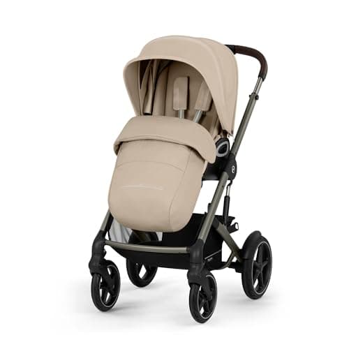 CYBEX Gold TALOS S LUX Kinderwagen, Ab Geburt bis 22 kg (ca. 4 Jahre), Mit Offroad-Federung, verstellbarem Griff und ergonomischer Liegeposition, Almond Beige