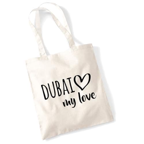 huuraa borsa per il trasporto Dubai my love Borsa regalo in tessuto naturale 10 litri cotone Dubai my love accessorio