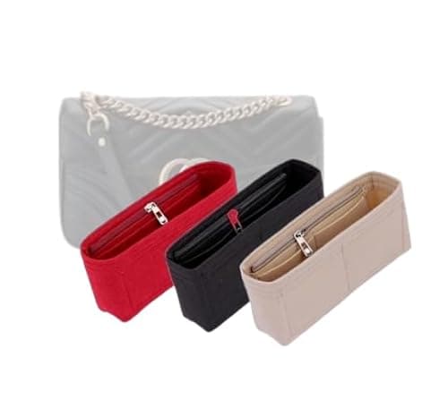 LinerLink Taschen-Organizer für Gucci Marmont kleine Tasche (L x H x T): 26 x 15 x 7 cm, handgefertigter Tascheneinsatz, 2 mm Filztascheneinsatz, Damenhandtaschenformer (Braun, Stil B: seitlicher