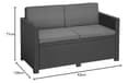 Allibert by Keter Victoria Gartensofa - 2-Sitzer Lounge Sofa in Rattanoptik, Inkl. Sitz- & Rückenkissen, Pflegeleicht, Wetterfest, Grau, 129 x 63 x 77 cm - 8