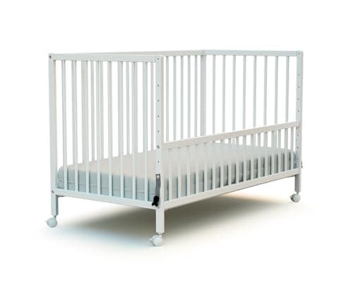 Webaby - Lettino neonato Cosleeping 60x120 cm LIO | Bianco | Legno massiccio | Dalla nascita | Regolabile in altezza | Letto a doghe o letto Cododo | Rete a doghe